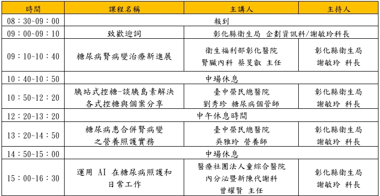 114年6月7日彰化縣衛生局「糖尿病共同照護網教育訓練」研習注意事項